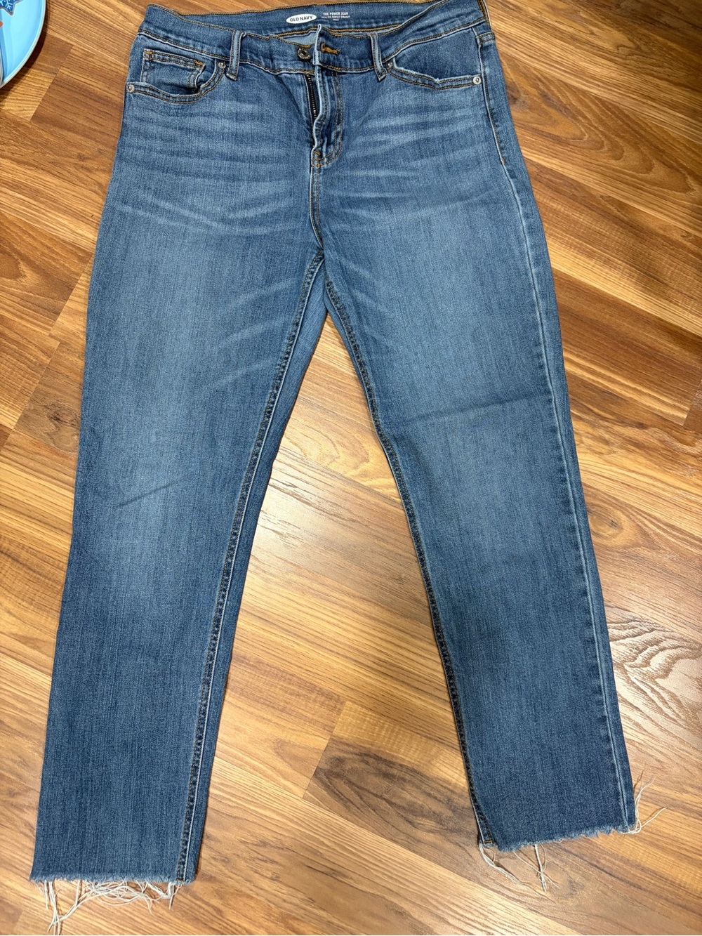 Old Navy Medium Blue Cropped Straight-Leg Jeans